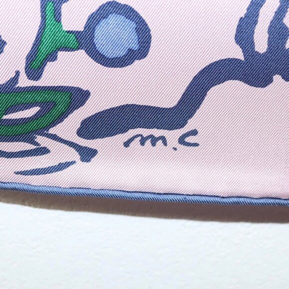 HERMES Carre 90 Scarf ""ISOLA DI PRIMAVERA"" Silk Pink Auth 133737 - Picture 3 of 16